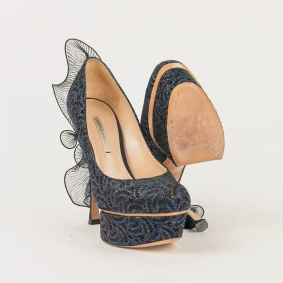 Nicholas Kirkwood Snakeskin Ruffle Platforms - Picture 1 of 7